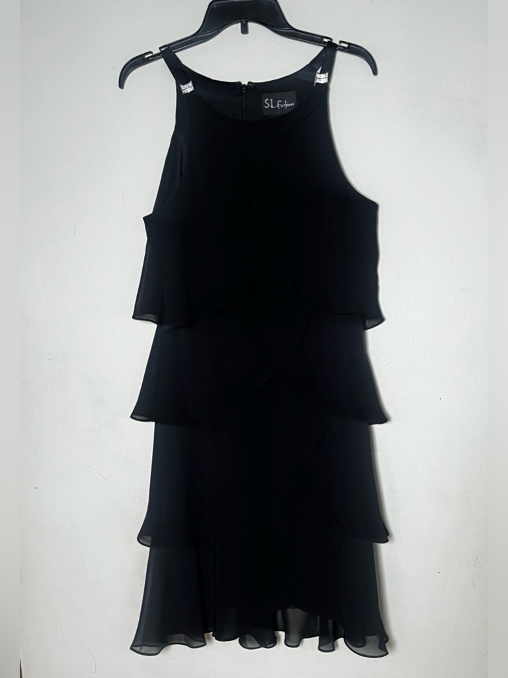 SL Fashions Black Tiered Sleeveless Midi Dress
